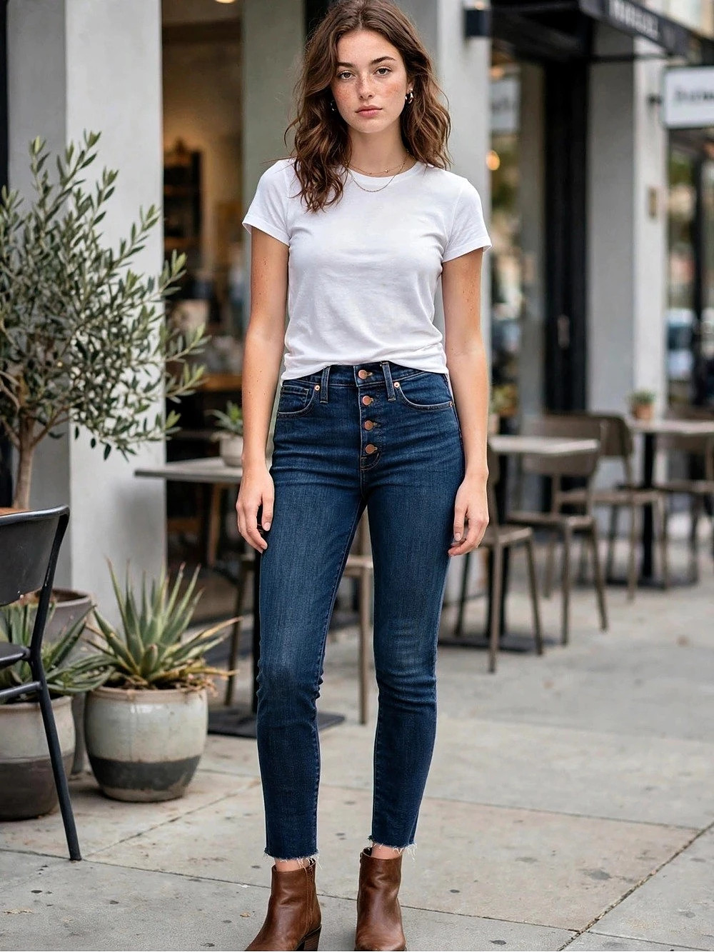 NWT Madewell 10 High Rise Skinny Jeans Womens 27 Dark Wash Button Fly Raw Hem